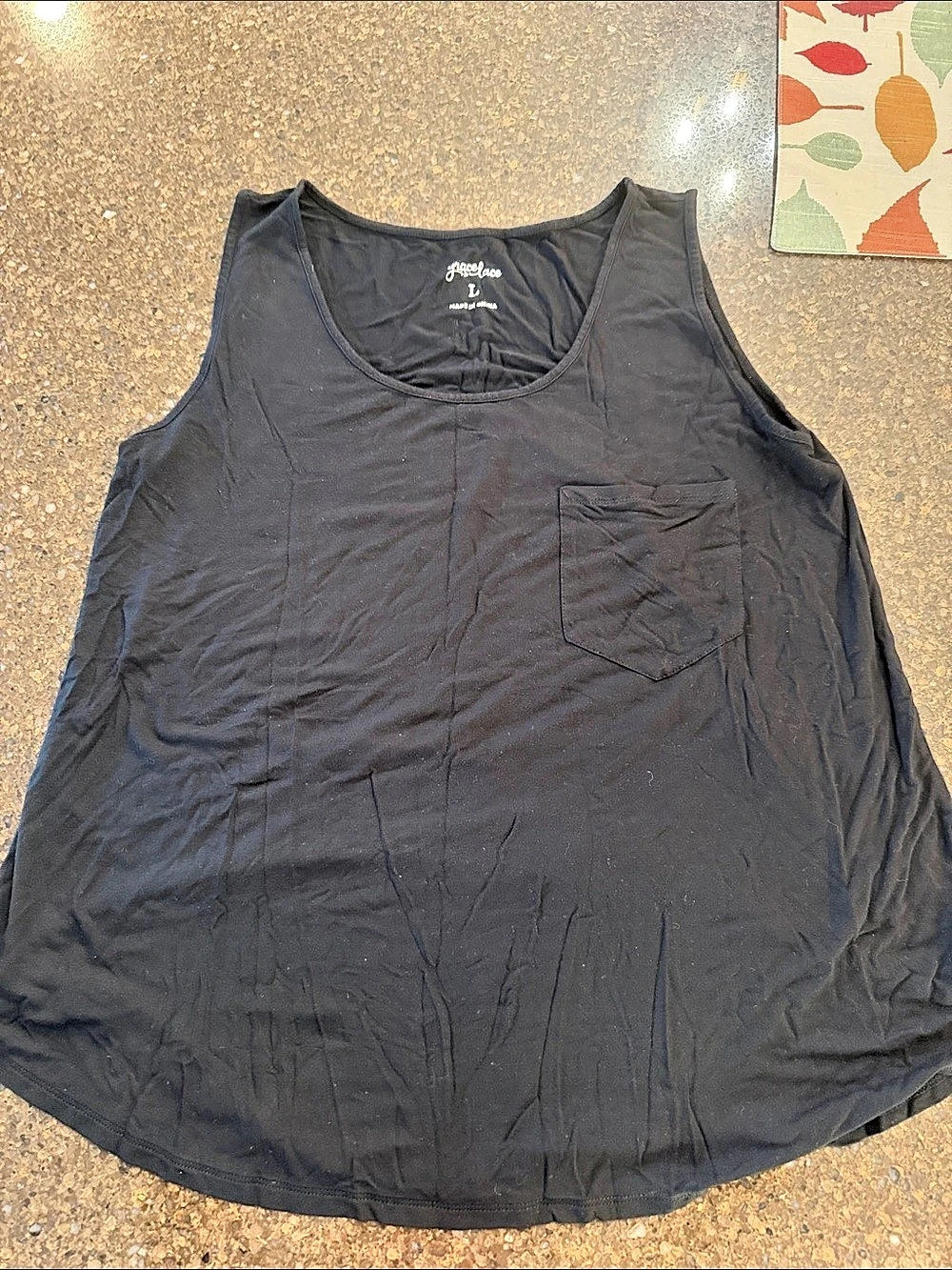 grace & lace Perfect Pocket Scoop Neck Tank Black Large